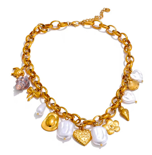 Pearl charm necklace